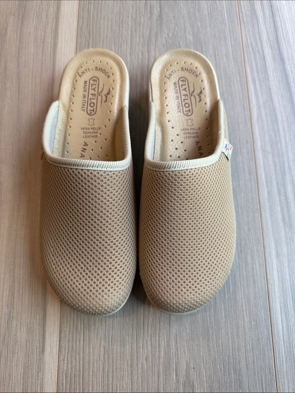 FlyFlot Women's Tan Mesh Mules Size 38 ( 7.5 US )